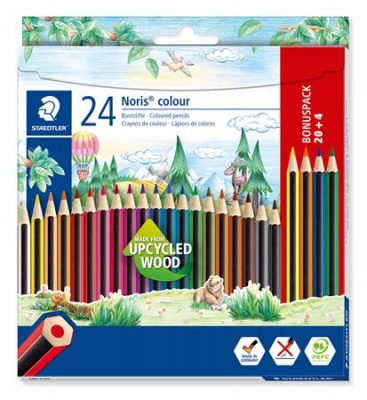 Színes ceruza készlet, hatszögletű, STAEDTLER "Noris Colour 185", 20+4 különböző szín